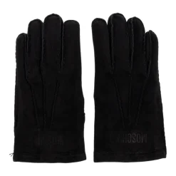 Wildlederhandschuhe mit gesticktem Logo
