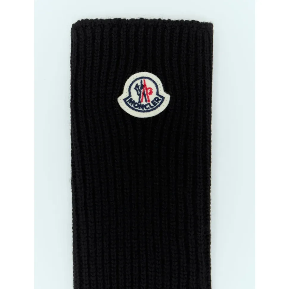 Wollstrickhandschuhe mit Logo-Patch