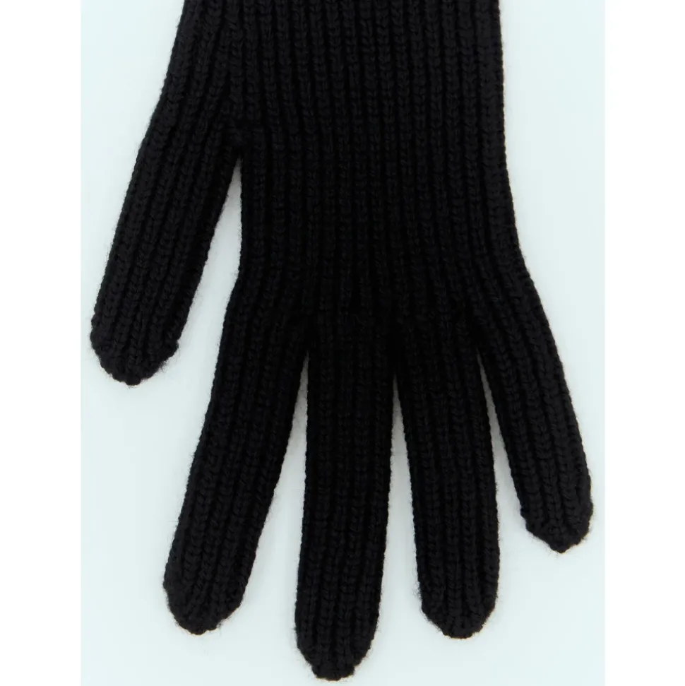 Wollstrickhandschuhe mit Logo-Patch