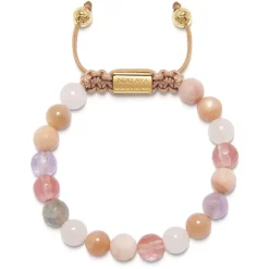 Women's Beaded Bracelet with Cherry Quartz, Rose Quartz, Amethyst Lavender, and Pink Aventurine