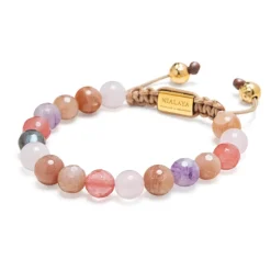 Women's Beaded Bracelet with Cherry Quartz, Rose Quartz, Amethyst Lavender, and Pink Aventurine
