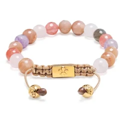 Women's Beaded Bracelet with Cherry Quartz, Rose Quartz, Amethyst Lavender, and Pink Aventurine