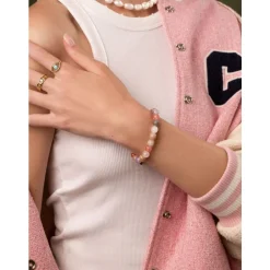 Women's Beaded Bracelet with Cherry Quartz, Rose Quartz, Amethyst Lavender, and Pink Aventurine