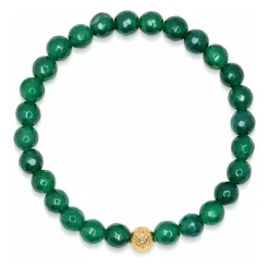 Women's Wristband with Green Chalcedony and Gold