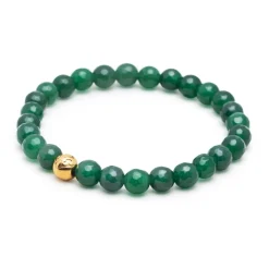 Women's Wristband with Green Chalcedony and Gold