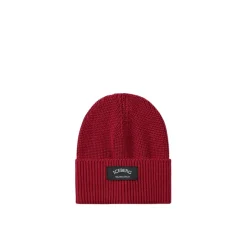 Wool Beanie Mütze mit schwarzem Patch und Logo