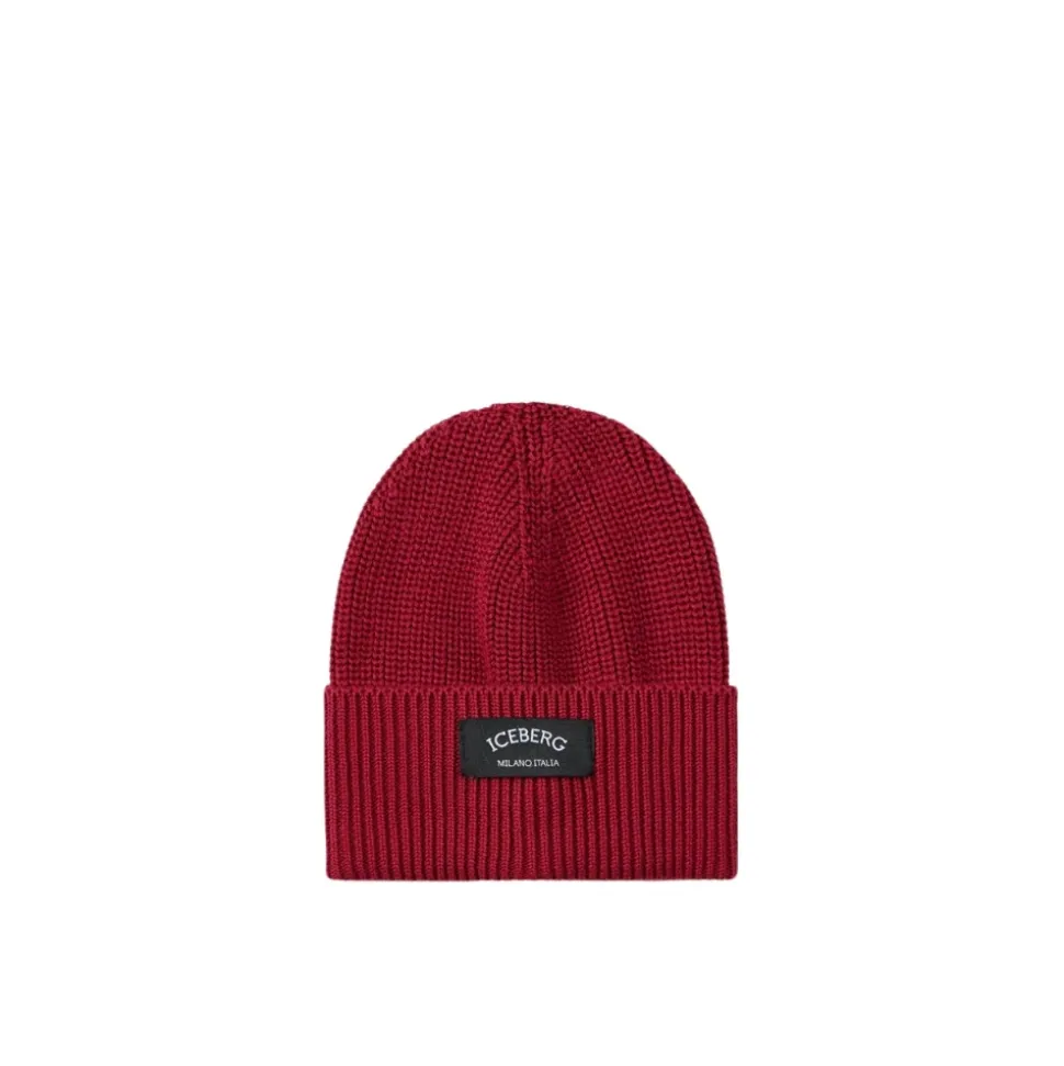 Wool Beanie Mütze mit schwarzem Patch und Logo
