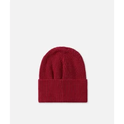 Wool Beanie Mütze mit schwarzem Patch und Logo