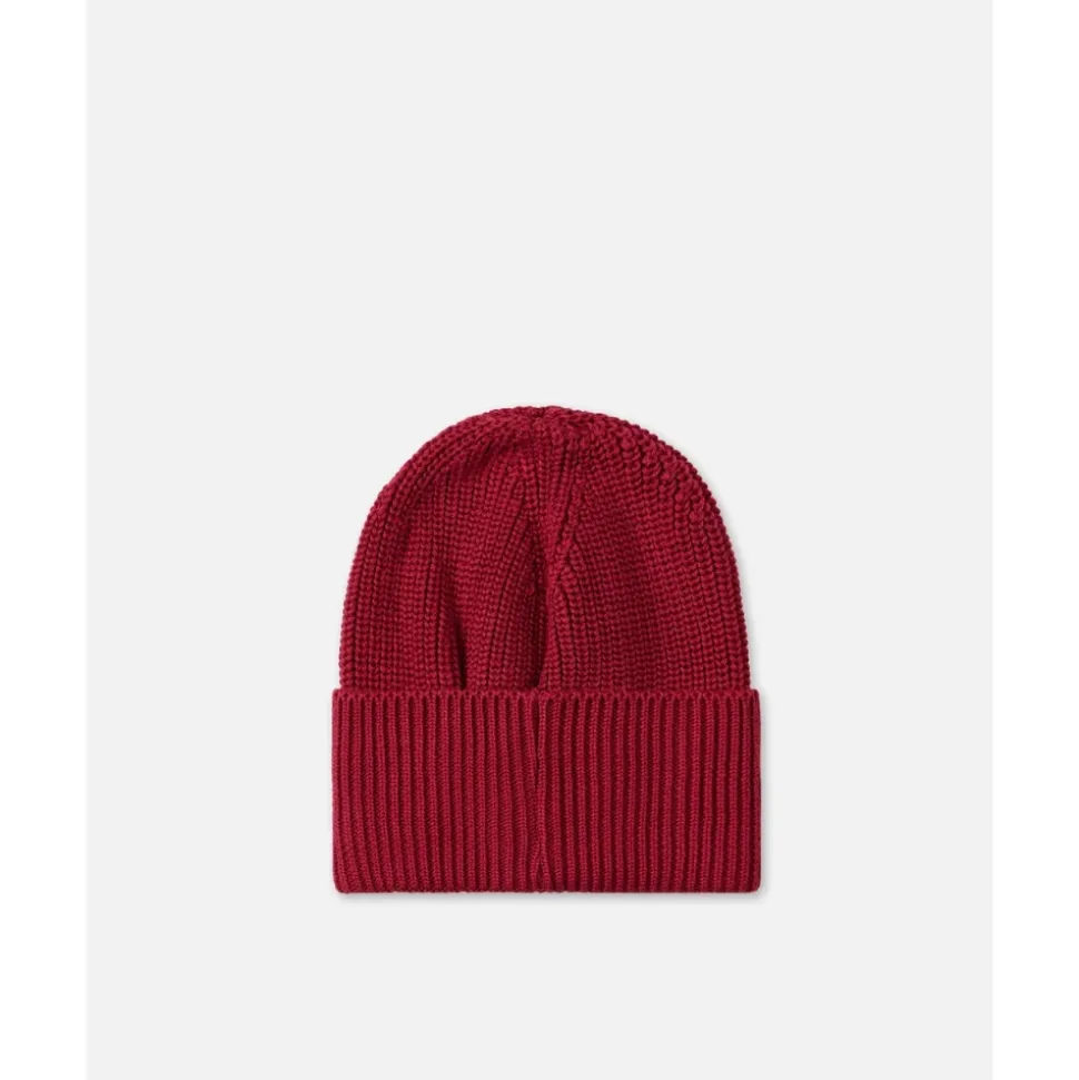 Wool Beanie Mütze mit schwarzem Patch und Logo