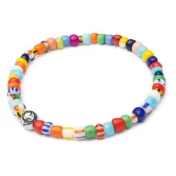 Wristband with Assorted Vintage Trifocal Beads and Silver