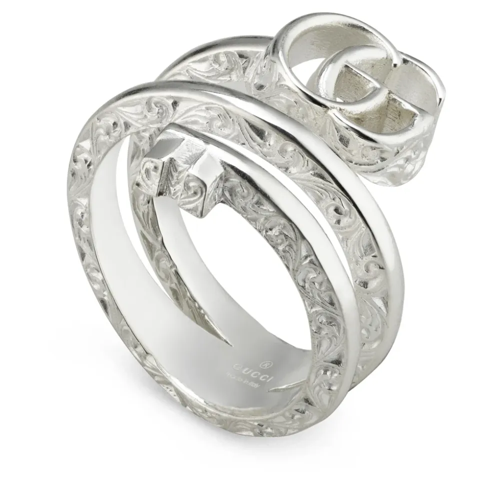 YBC770719001 - 925 Sterling Silberring mit Doppel-G