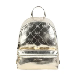 Yellow Gold/Gray Metallischer Kunstleder-Rucksack für Mädchen