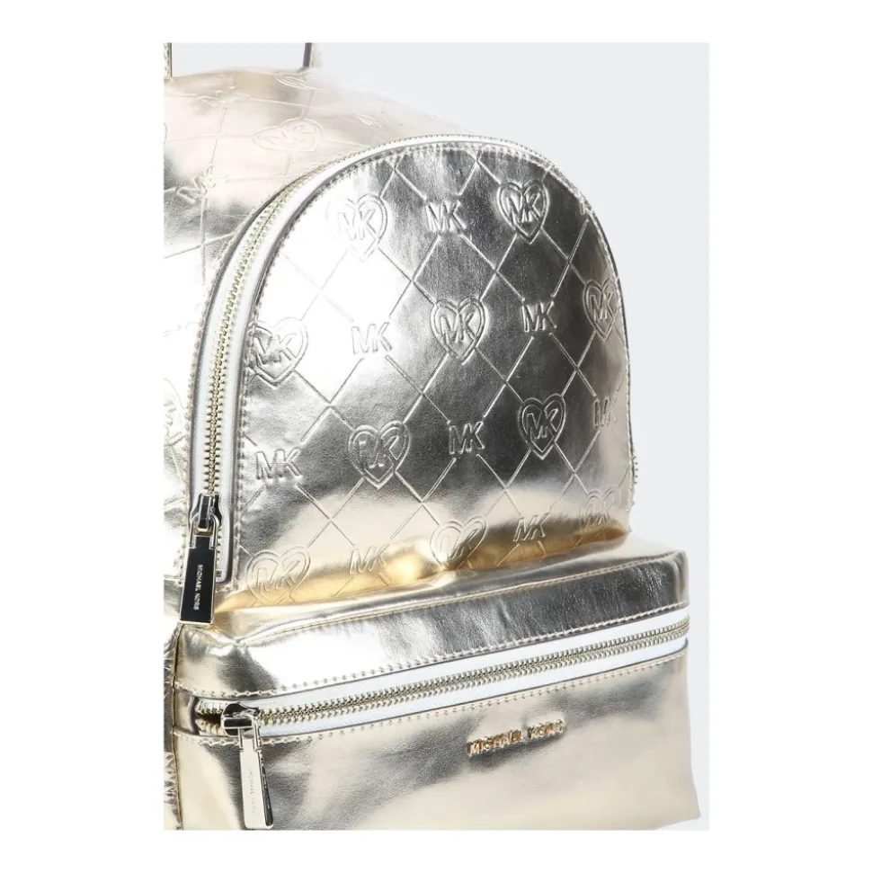 Yellow Gold/Gray Metallischer Kunstleder-Rucksack für Mädchen