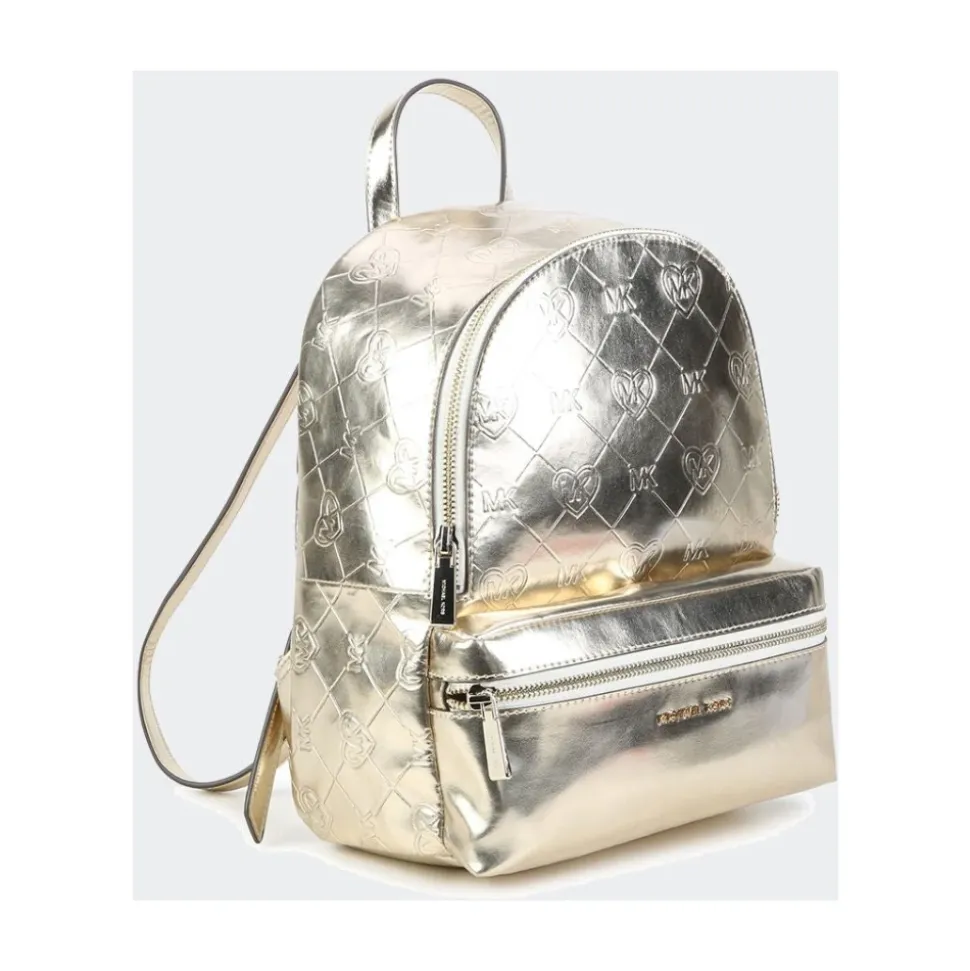 Yellow Gold/Gray Metallischer Kunstleder-Rucksack für Mädchen