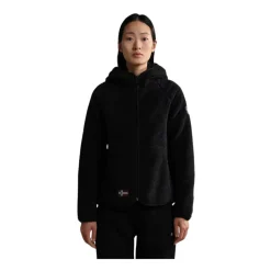 Yupik Schwarzer Fleece-Kapuzenpullover mit Reißverschluss
