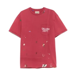 Ziegelrotes Taschen-Rundhals-T-Shirt