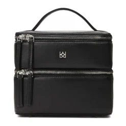 Zweistufige starre Leder-Kosmetiktasche