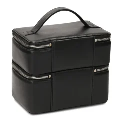 Zweistufige starre Leder-Kosmetiktasche